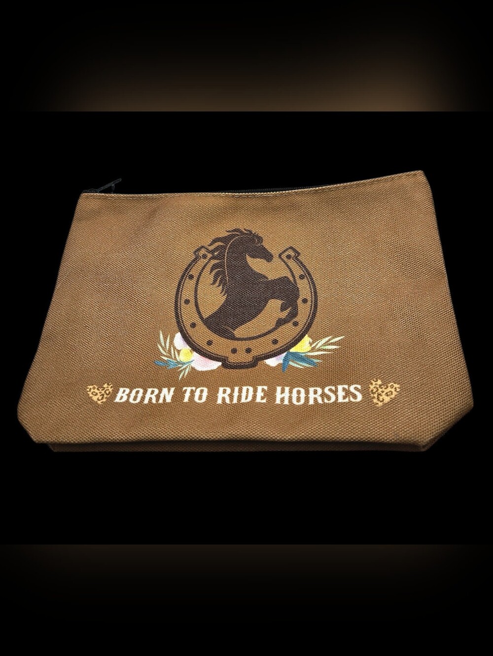 "5/$40" Born To Ride Horses Zippered Make Up Cosmetic Bag